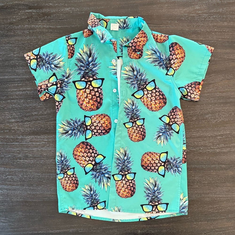 Youth Medium Button Up Pineapple Shirt